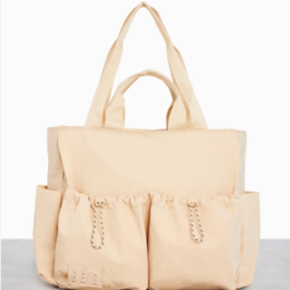 Beis Sports Carryall Tote Duffle in Beige